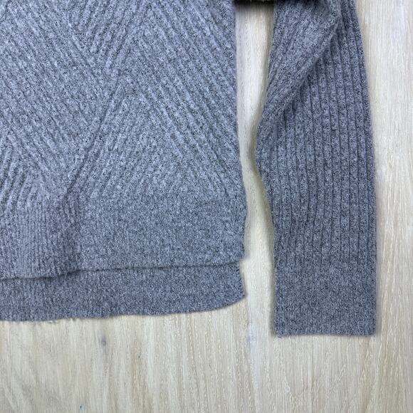 Lulus Gray Meeting Friends Ribbed Mock Neck Knit Cozy Pullover Sweater Small - Picture 4 of 14